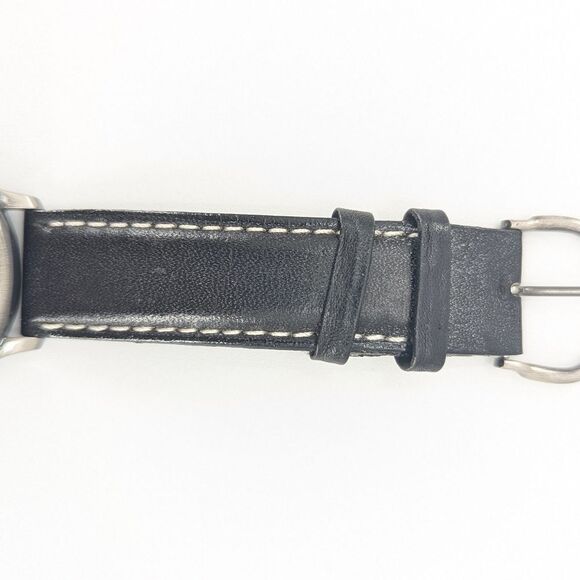 Vintage 1989 Fossil Batman Silver Black Leather Watch - Picture 7 of 10